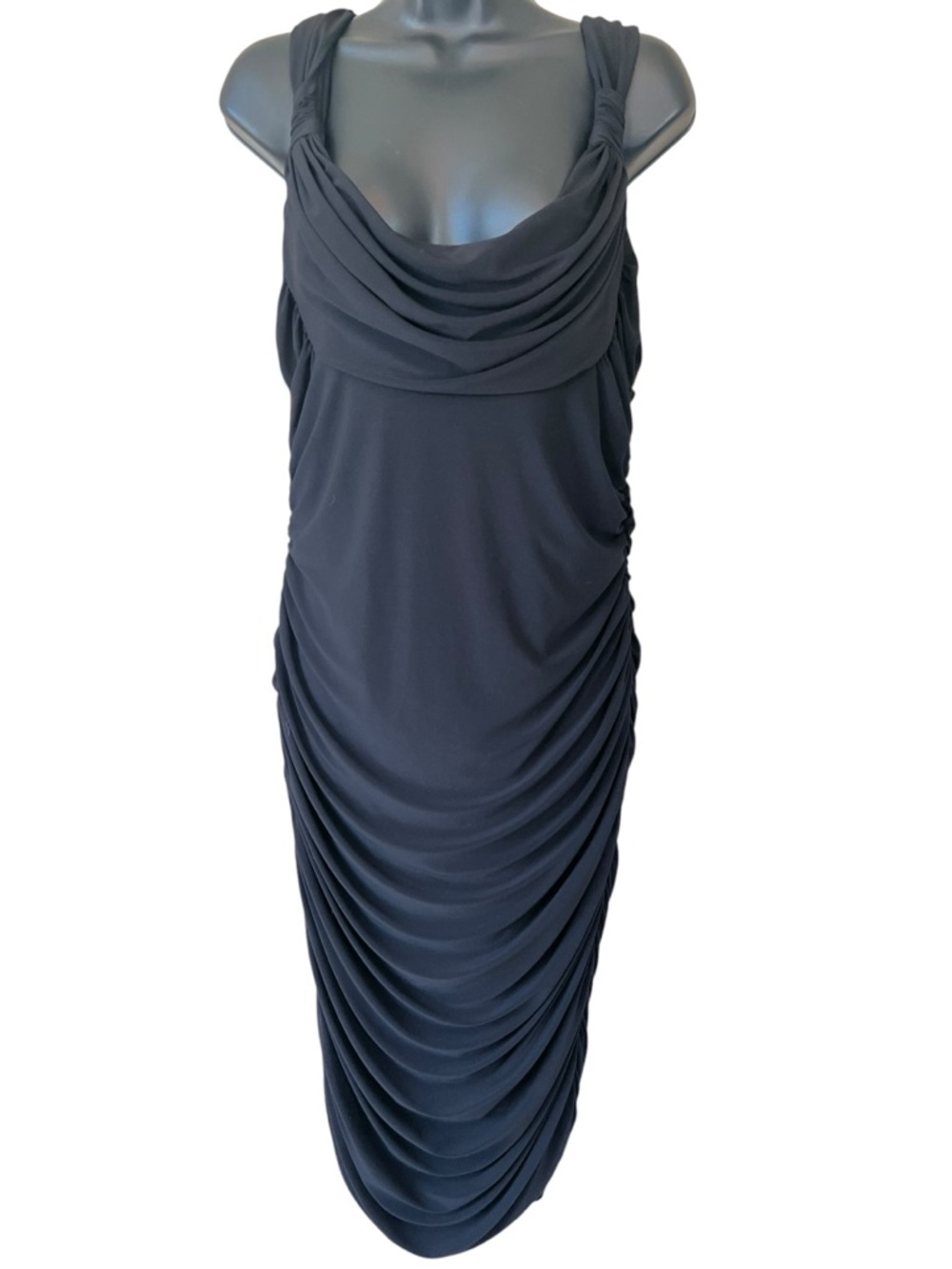 Vintage Cachet Black Ruched Gown